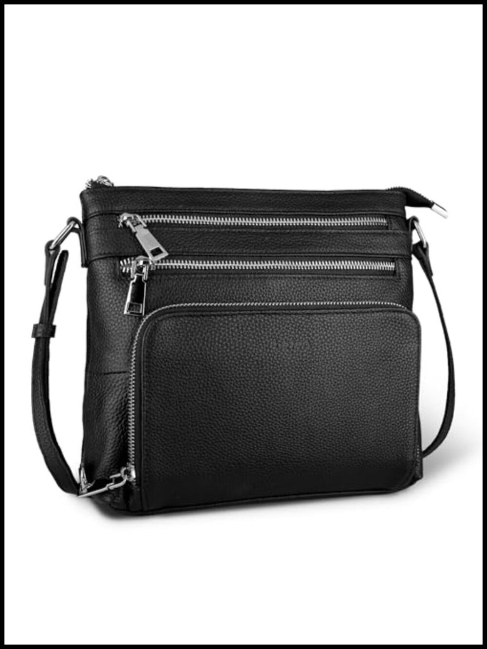 Genuine Leather Crossbody Bag with Built in RFID Wallet Anti-Theft